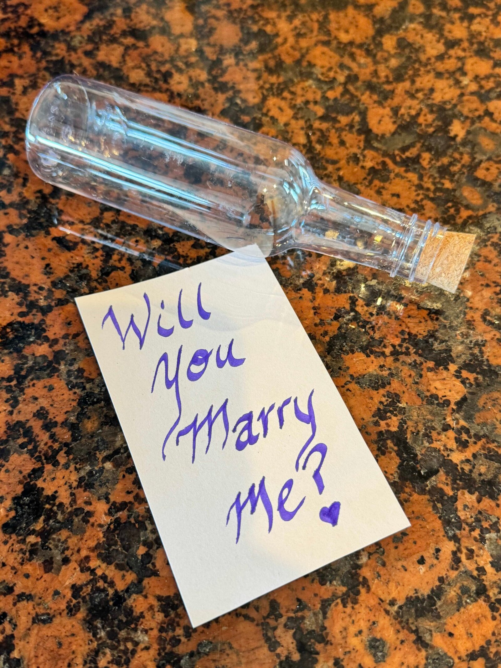 Kauai proposal message in a bottle